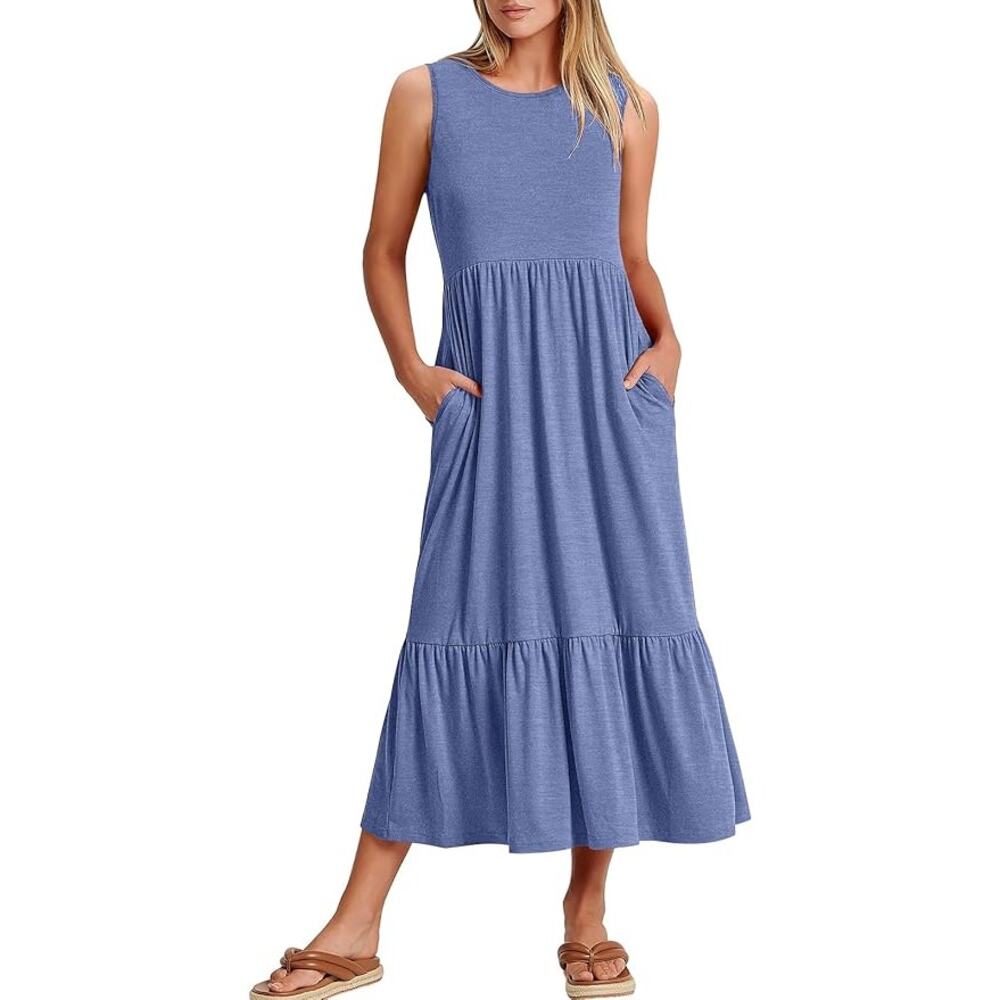 ANRABESS Sleeveless Crewneck Dress Blue - NWT M